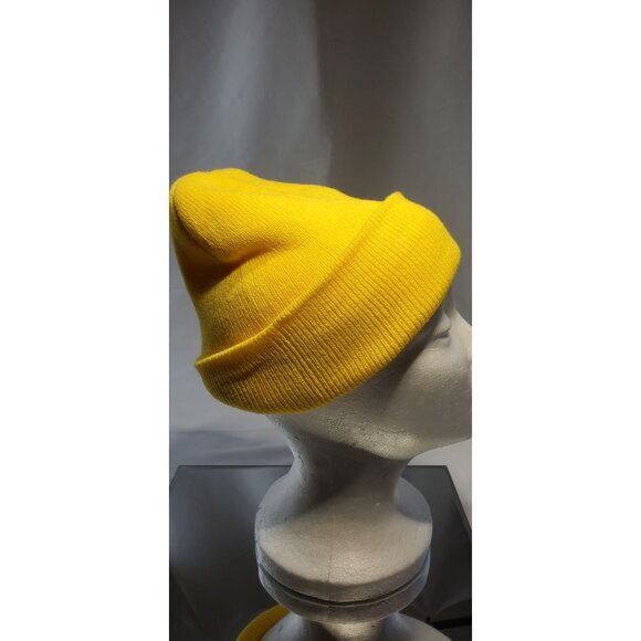 Beanie Knitted Hat Cap Ski Skully Cuff  Winter Head Warmer Plain Yellow - Picture 4 of 6